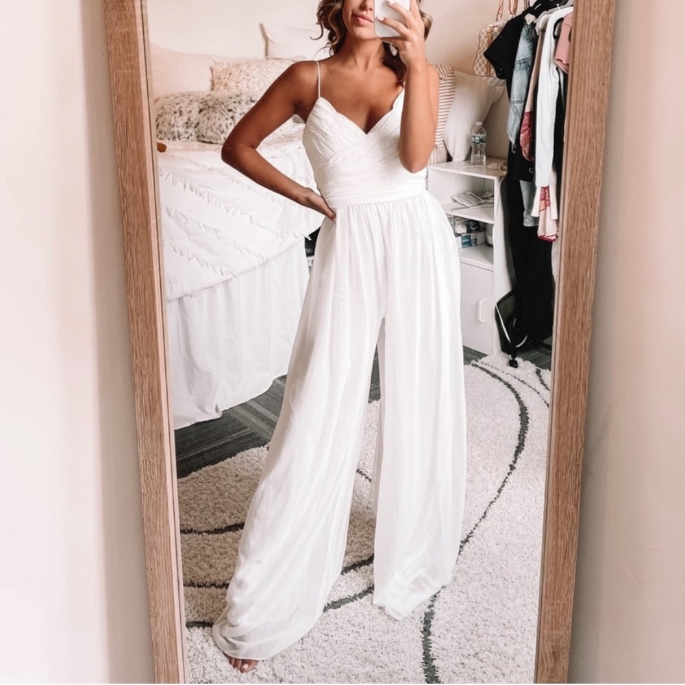 Ieena by Mac Duggal RUCHED SLEEVELESS TIE JUMPSUIT 2651 Size XS